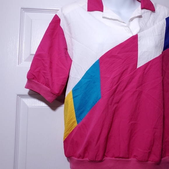 VINTAGE 80s nylon short sleeve jacket/windbreaker - Picture 4 of 5